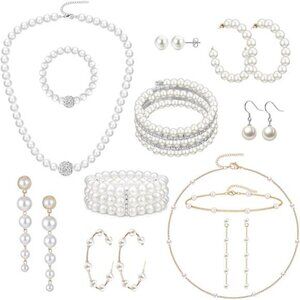 Stunning Pearl Jewelry Set–Classic Necklaces, Bracelets, and Earrings Collection